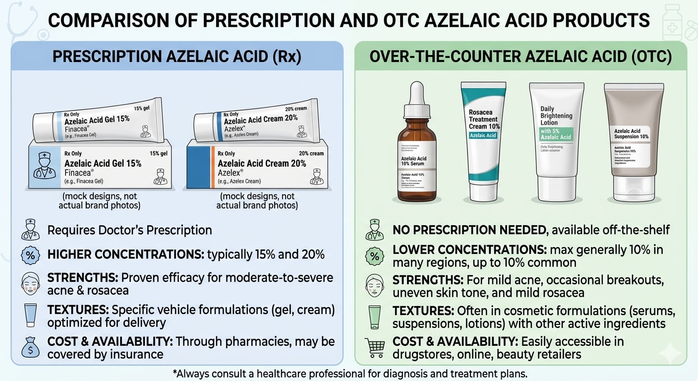 Comparison of prescription and OTC azelaic acid products