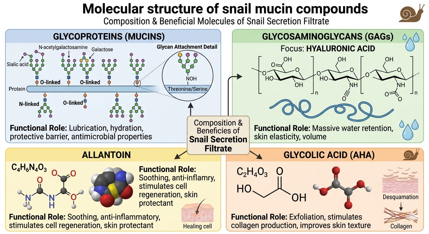 Molecular structure of snail mucin compounds