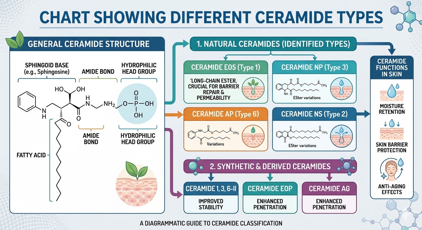 Chart showing different ceramide types