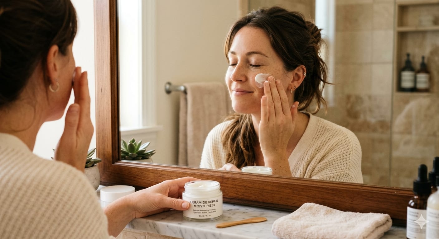 Applying ceramide moisturizer