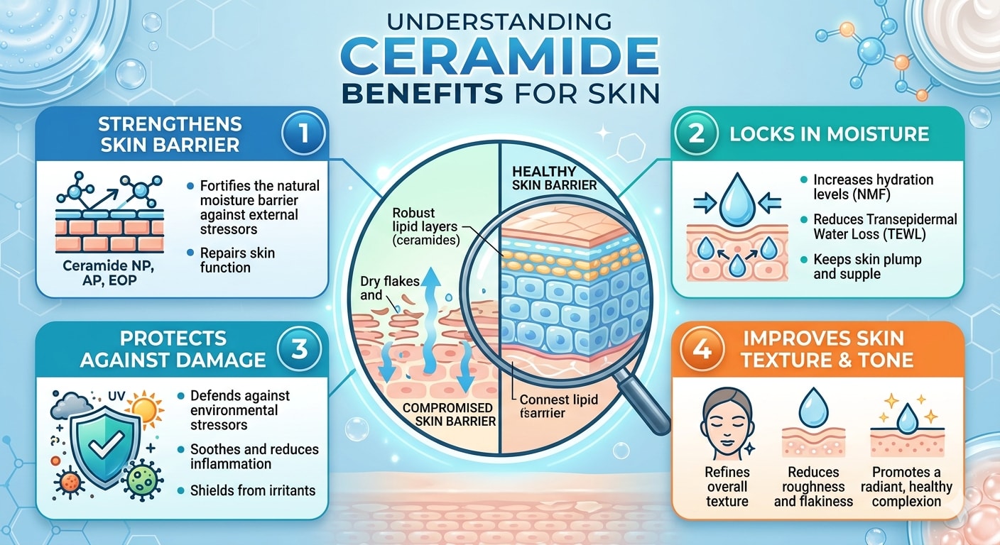 Infographic showing ceramide benefits