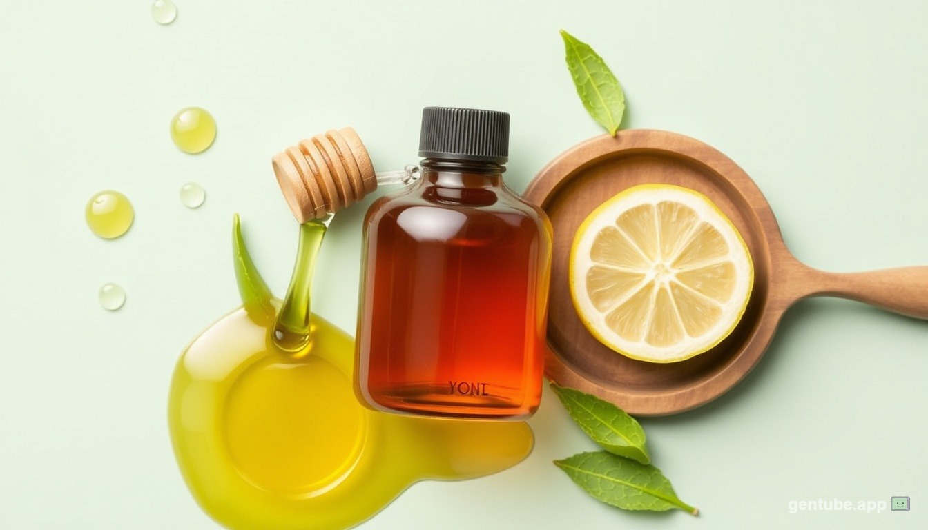 Scientifically proven natural skincare ingredients including honey, aloe vera, and green tea