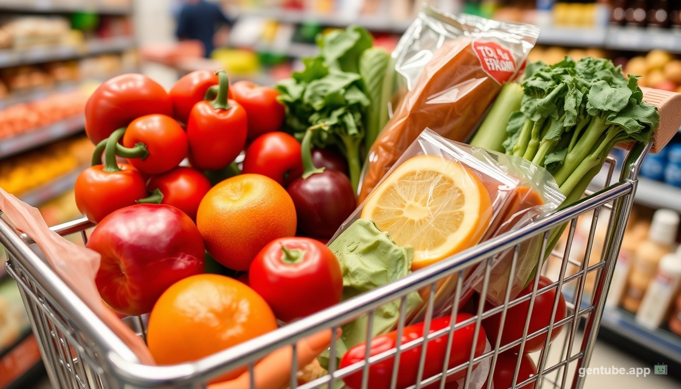 Healthy shopping cart filled with anti-inflammatory foods