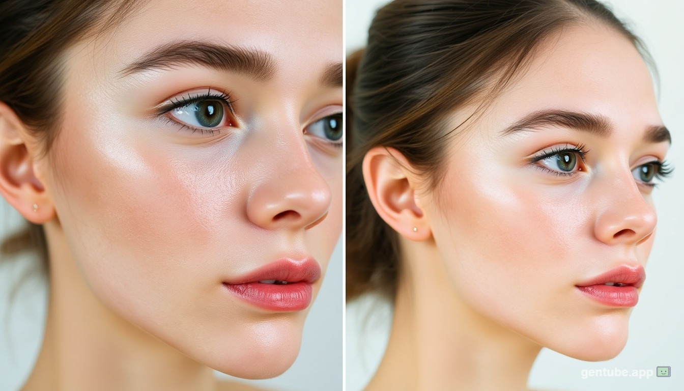 Comparison showing the difference between regular skin and glass skin