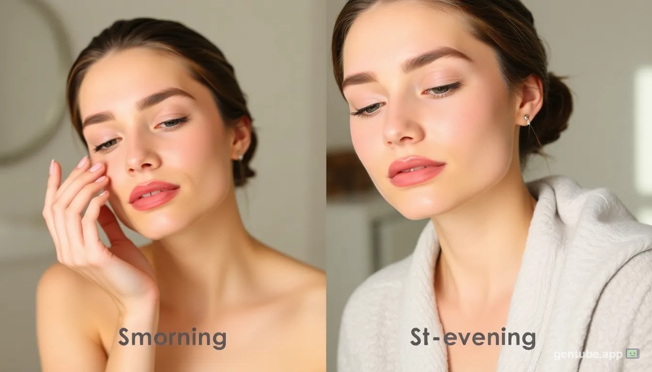 Morning and evening skincare routine steps for glass skin