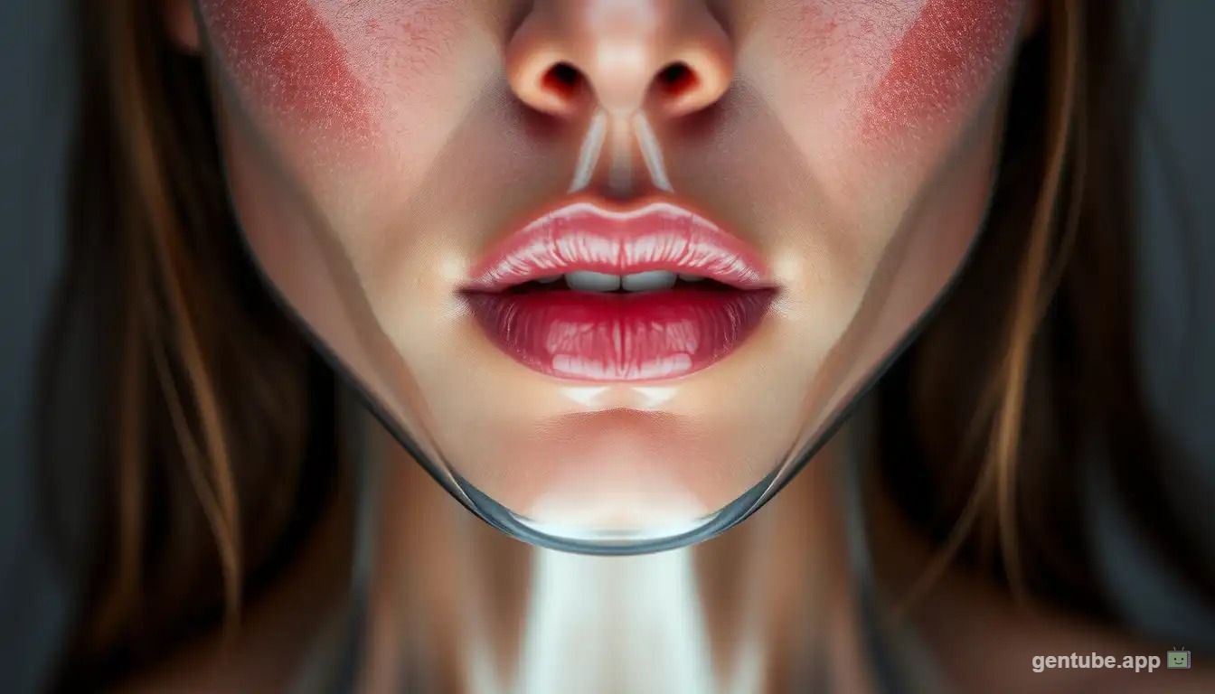 Close-up of person with smooth, translucent glass-like skin showing the glass skin trend