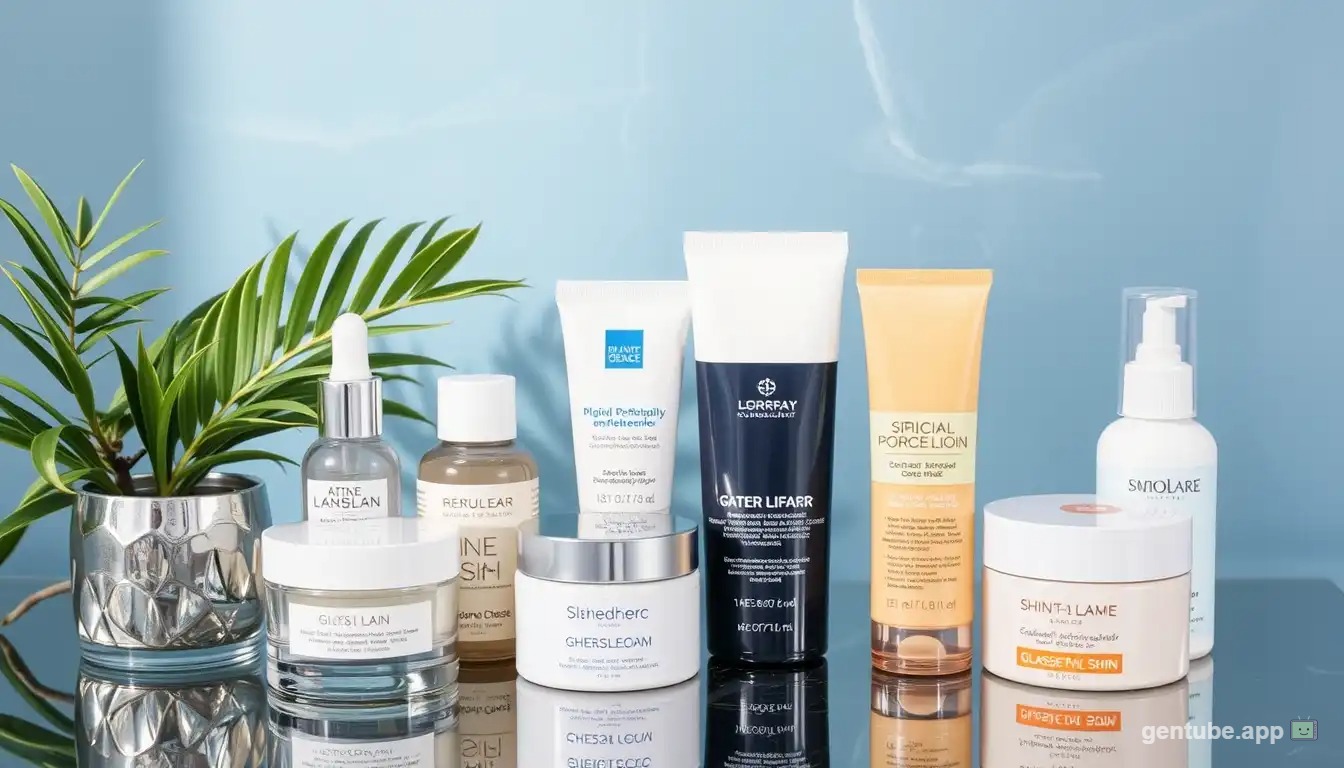 Various skincare products suitable for achieving glass skin