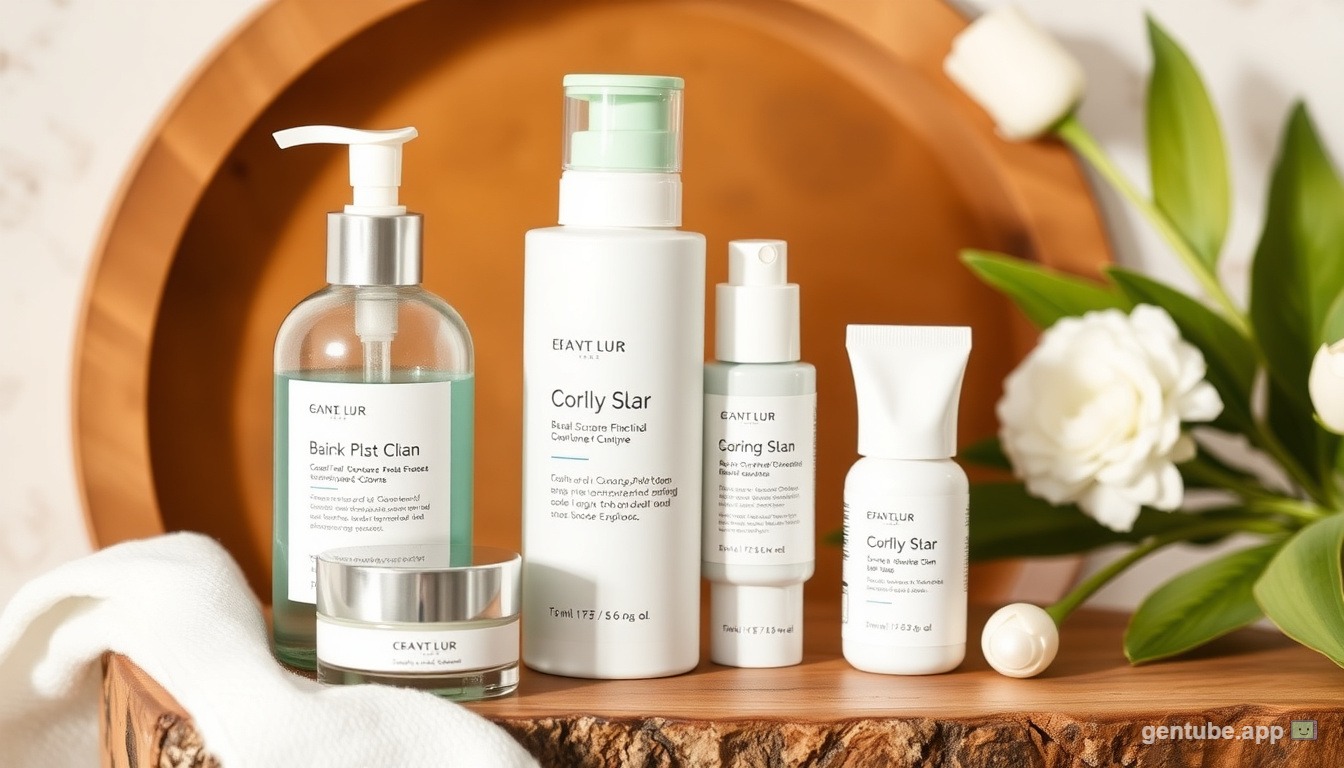 Visual representation of the 4 essential skincare steps: cleanse, tone, moisturize, protect