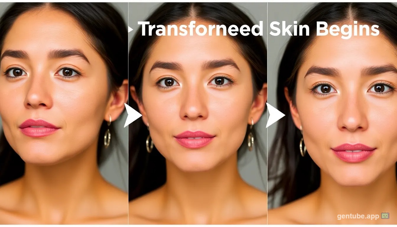 Collage showing progressive skin improvement over 12 weeks of retinol use