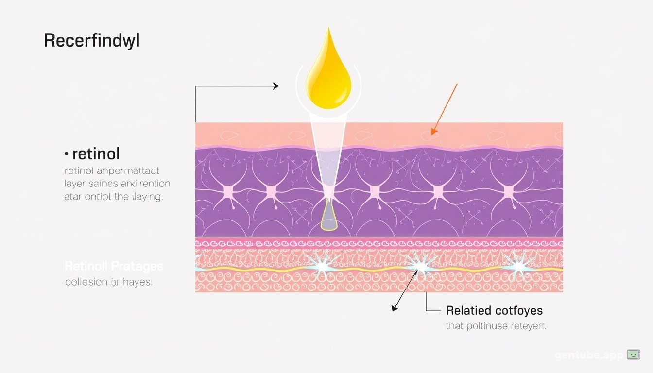 Diagram showing how retinol penetrates skin layers and stimulates collagen production