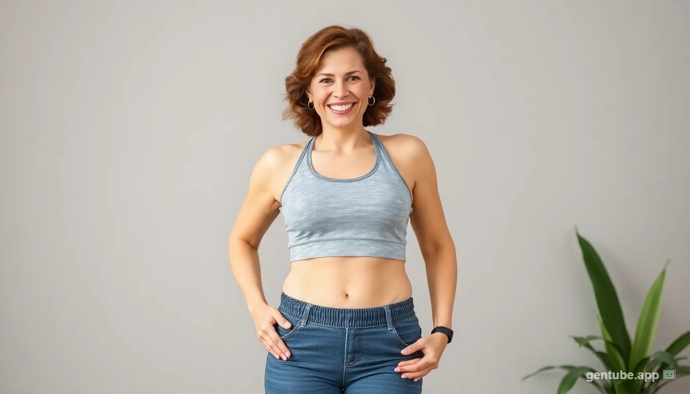 Confident woman over 30 celebrating fitness and healthy lifestyle success