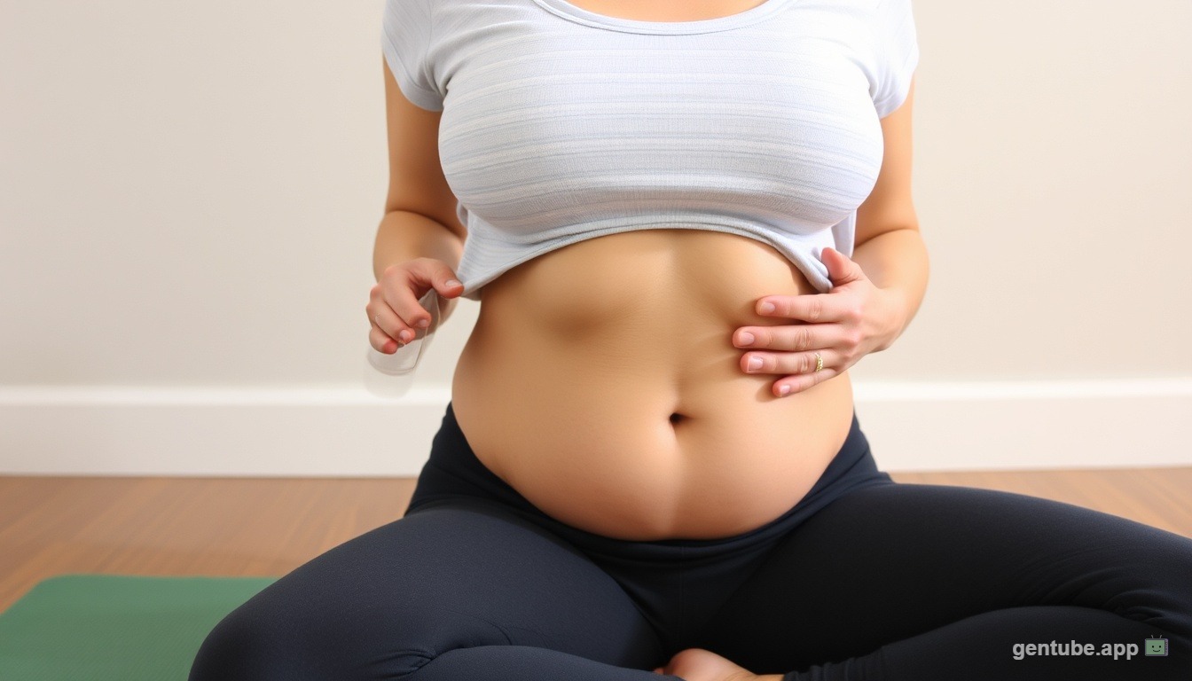 Correct diaphragmatic breathing technique showing belly expansion