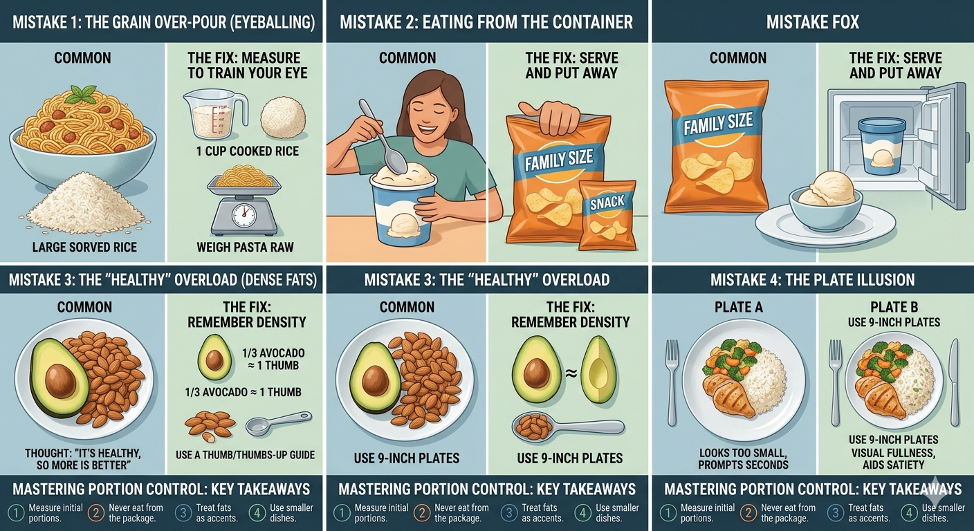 Common portion control mistakes illustrated with examples