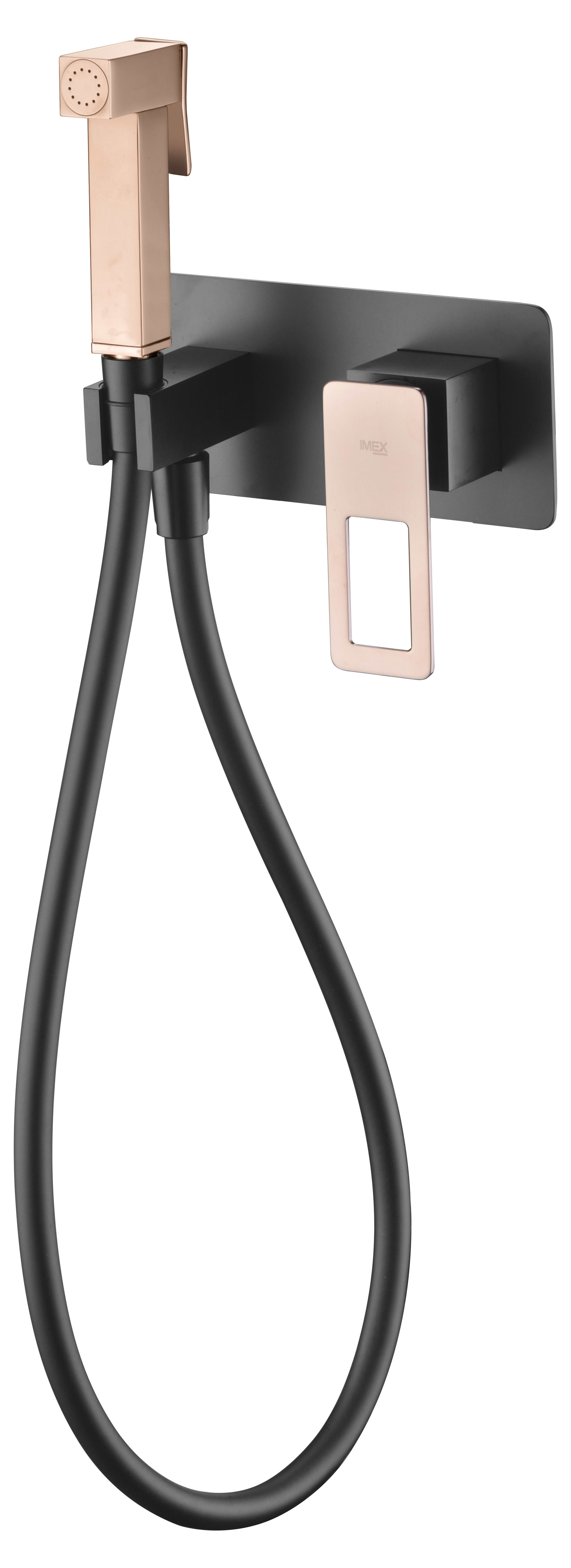 Monomando Bidé Empotrado Suecia Negro Oro Rosa