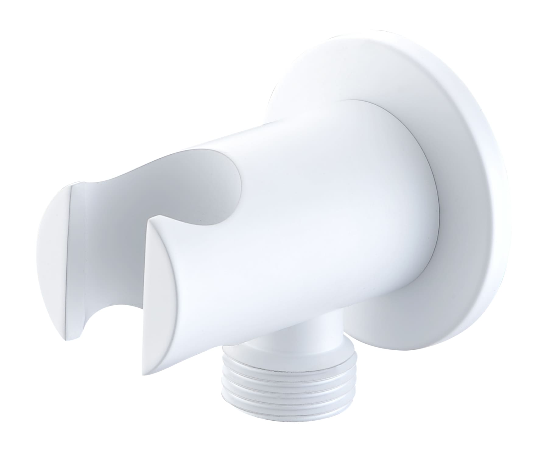 Soporte Redondo Para Mango De Ducha Con Salida De Agua Blanco Mate