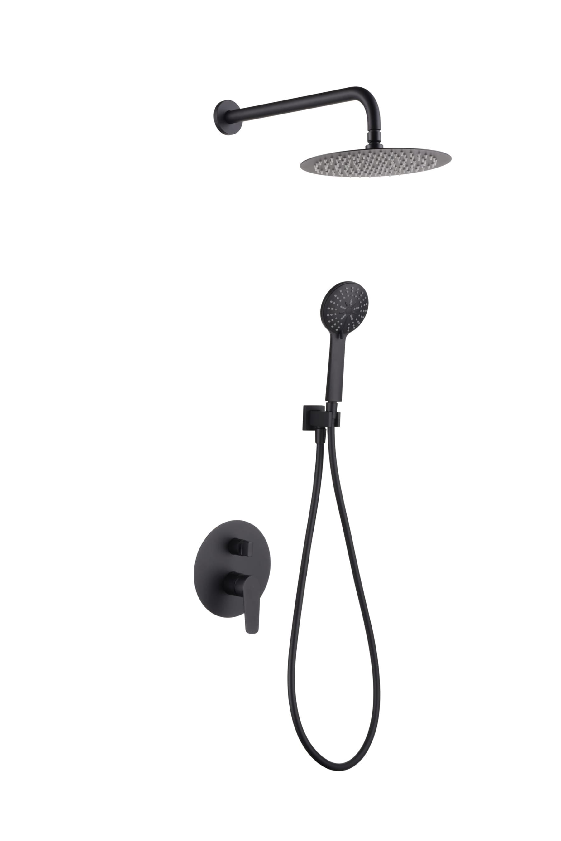 Conjunto De Ducha Empotrado Monomando Belgica Negro Mate