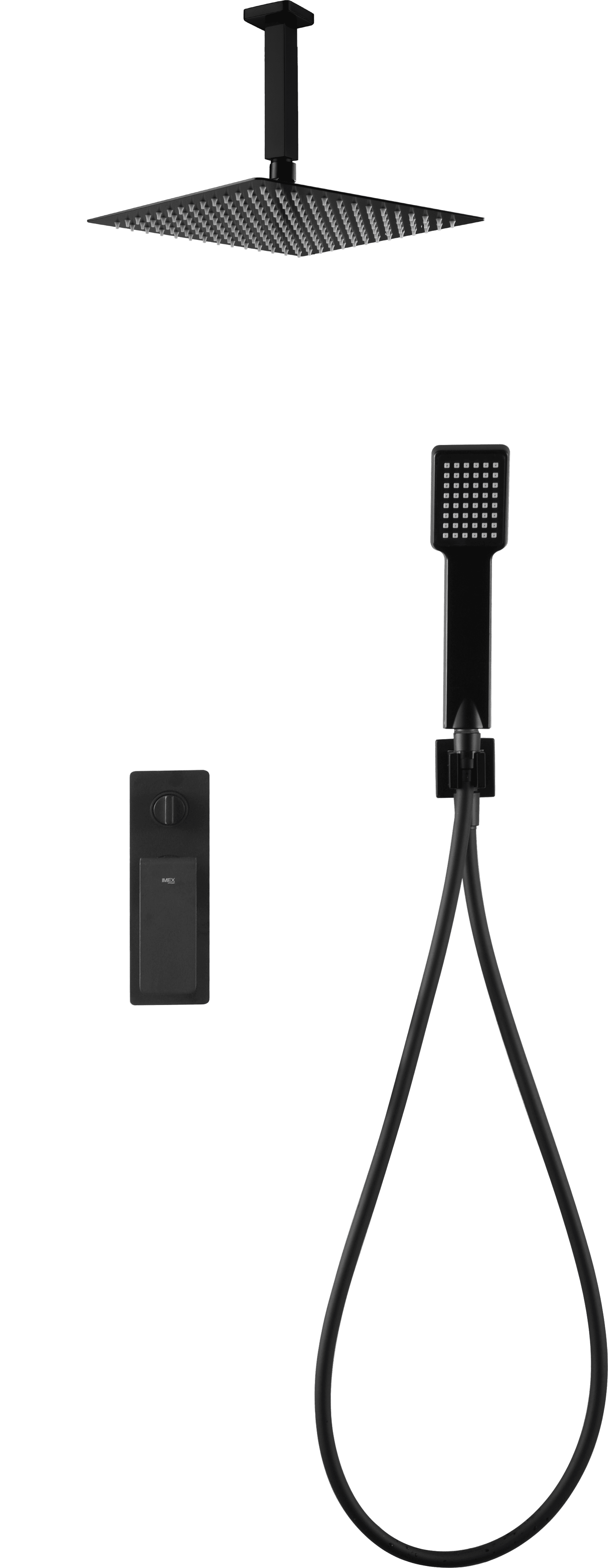 Conjunto Ducha Monomando Empotrado Nadi Negro Mate