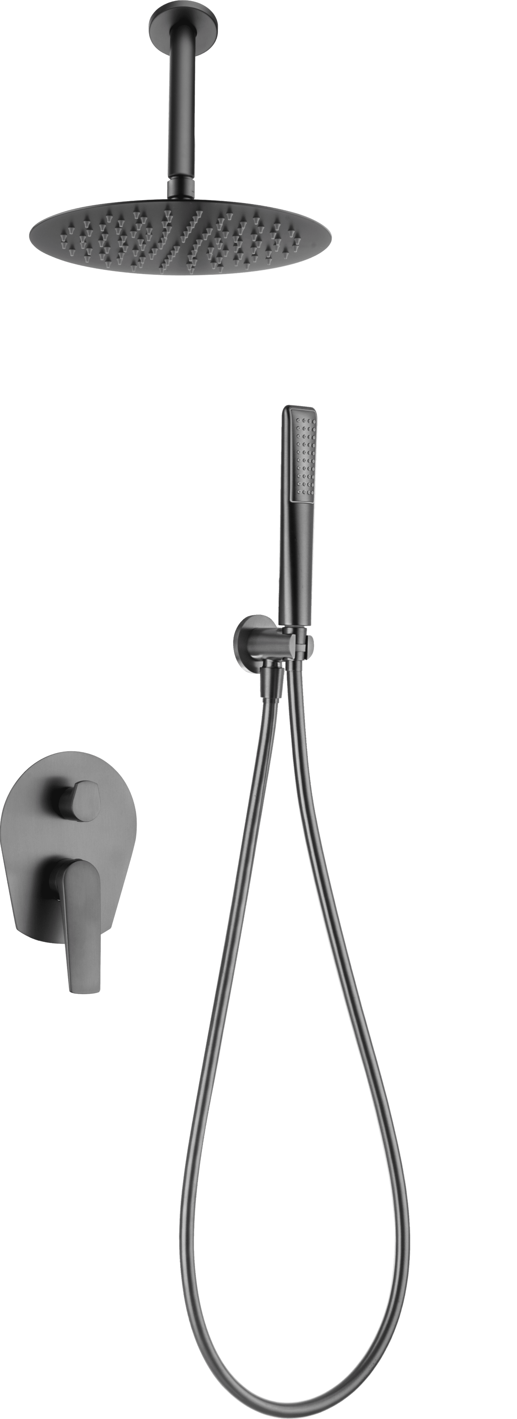 Conjunto Ducha Monomando Empotrado Paros Black Gun