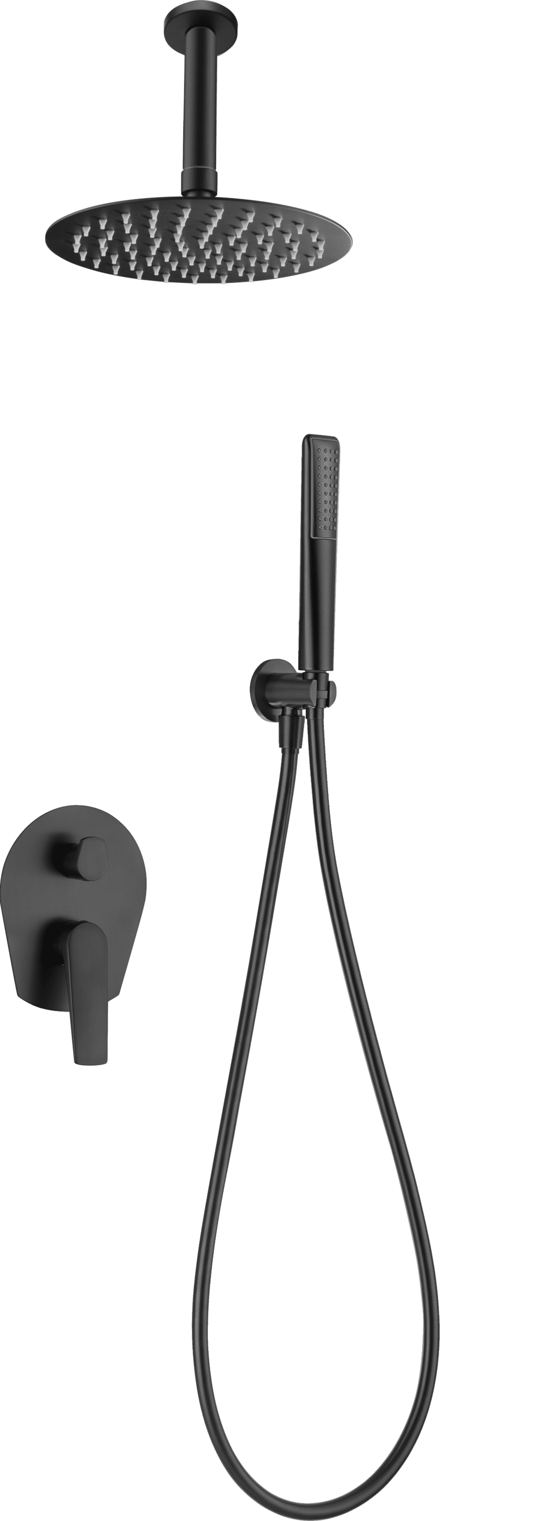Conjunto Ducha Monomando Empotrado Paros Negro Mat