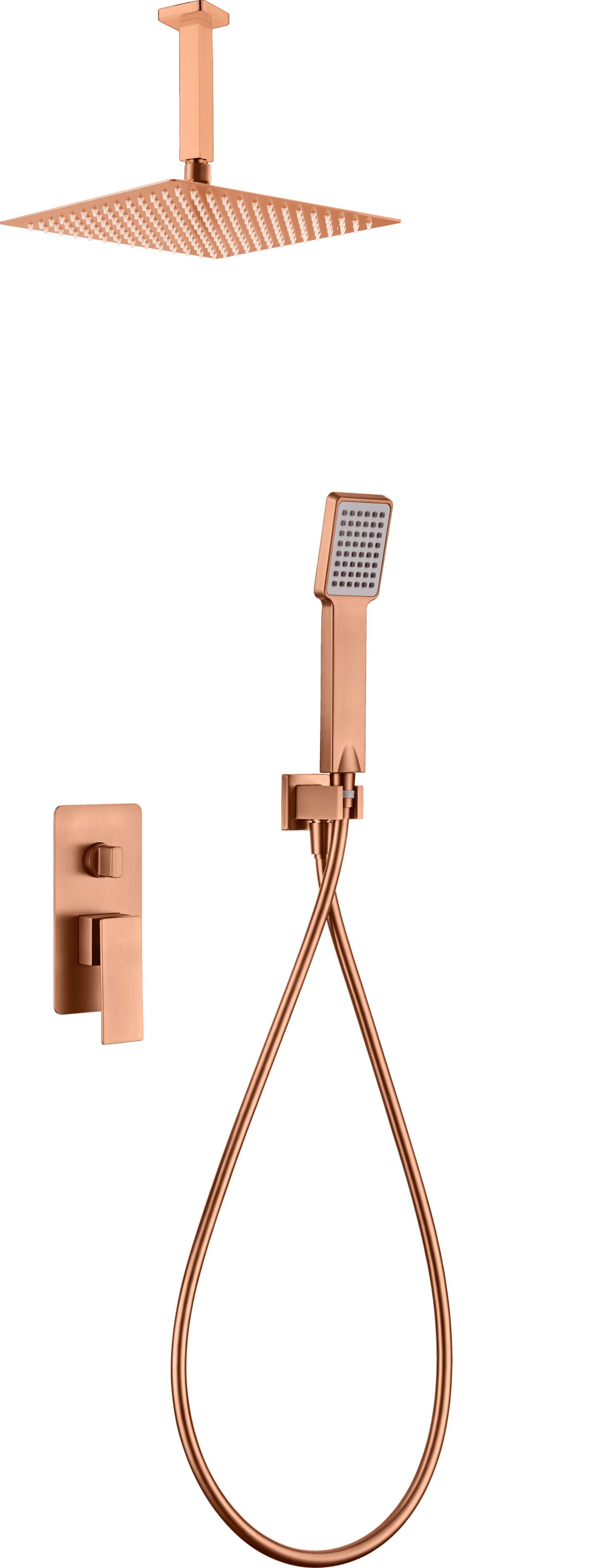 Conjunto Ducha Monomando Empotrado Catania Oro Rosa Cepillado