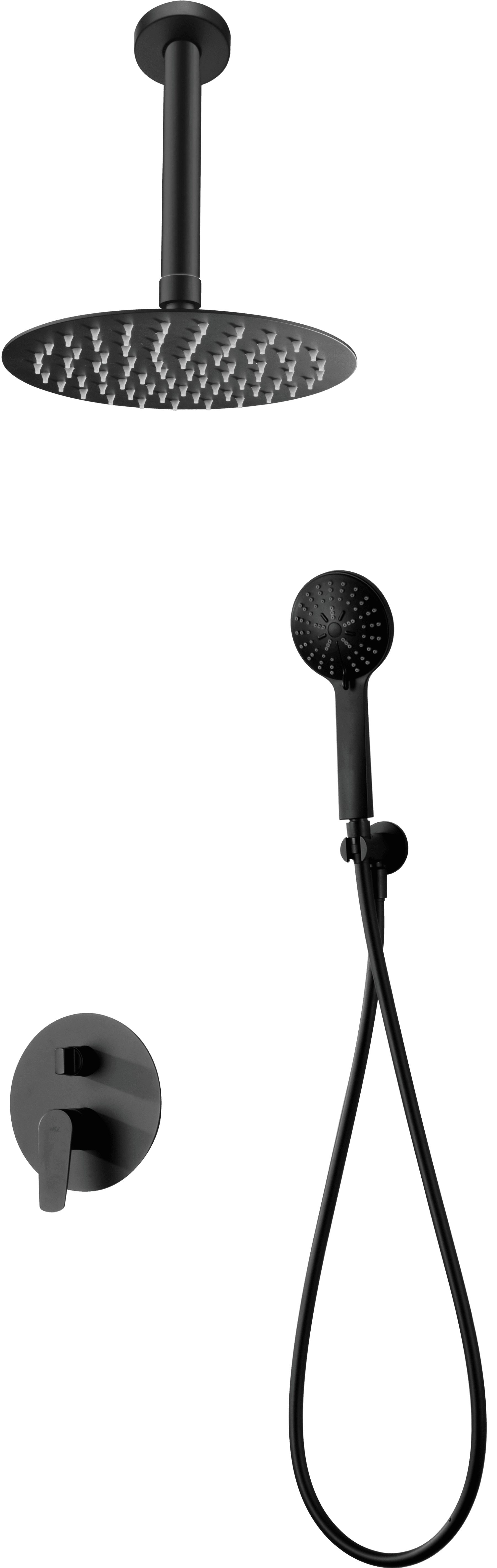 Conjunto De Ducha Empotrado Monomando Bruselas Negro Mate