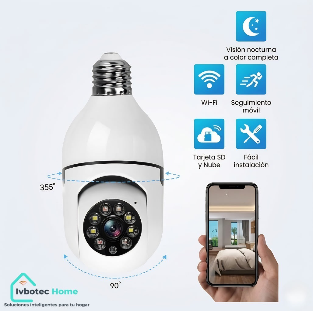 especificaciones técnicas cámara foco wifi 360 ivbotec