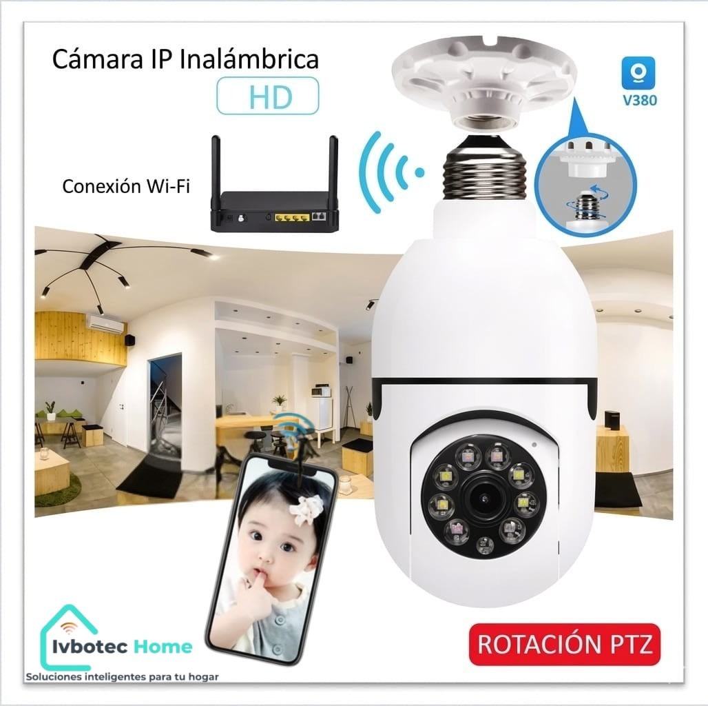 cámara foco wifi 360 grados interior exterior