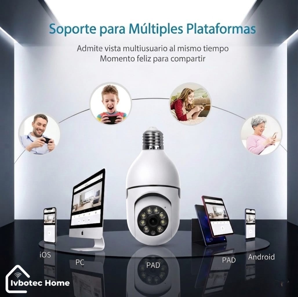 cámara tipo foco seguridad wifi 360 ivbotec home