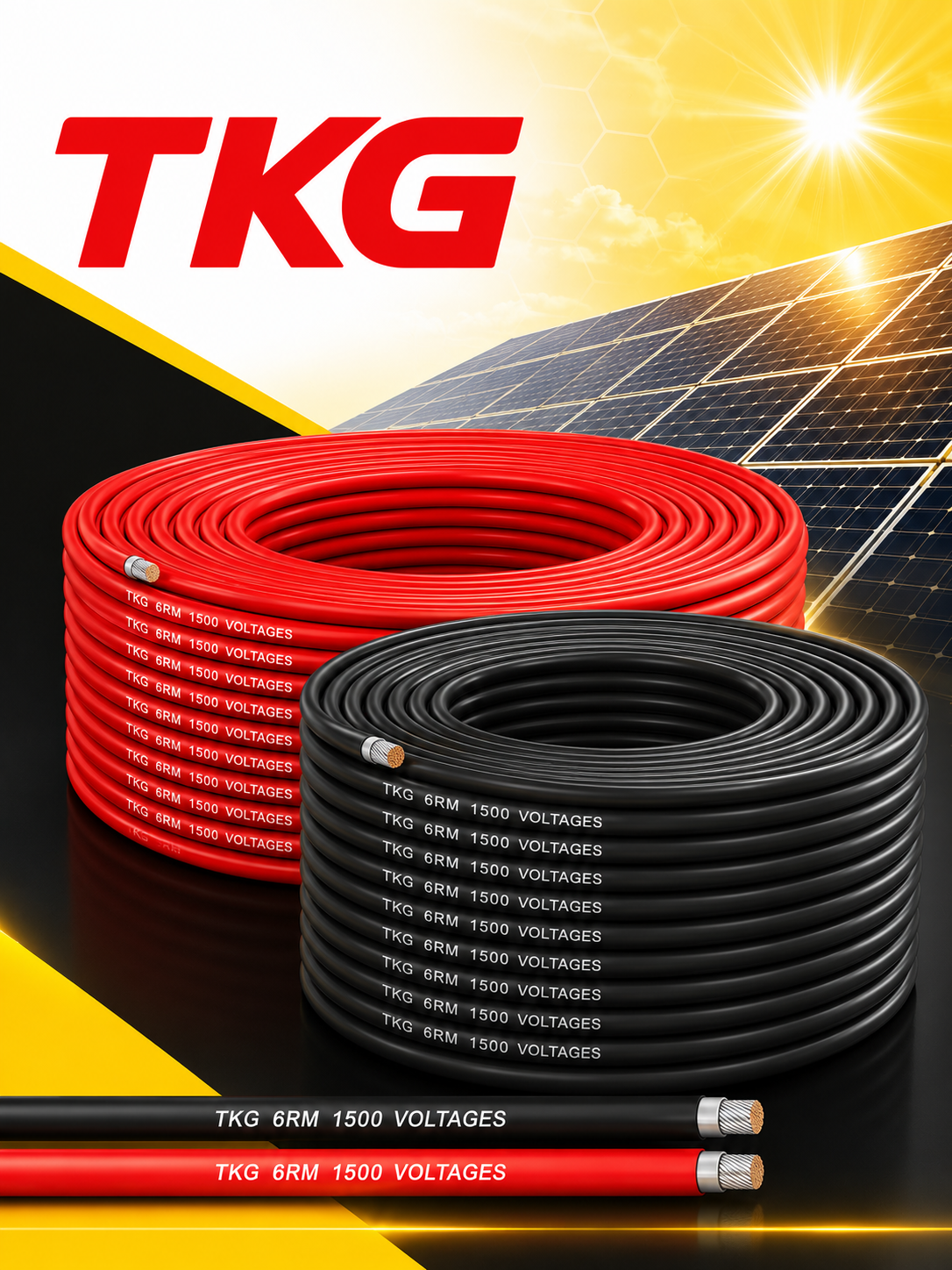 TKG 6RM Solar Cable 6mm² DC Photovoltaic PV Cable for Solar Panel & Inverter (50Meter)