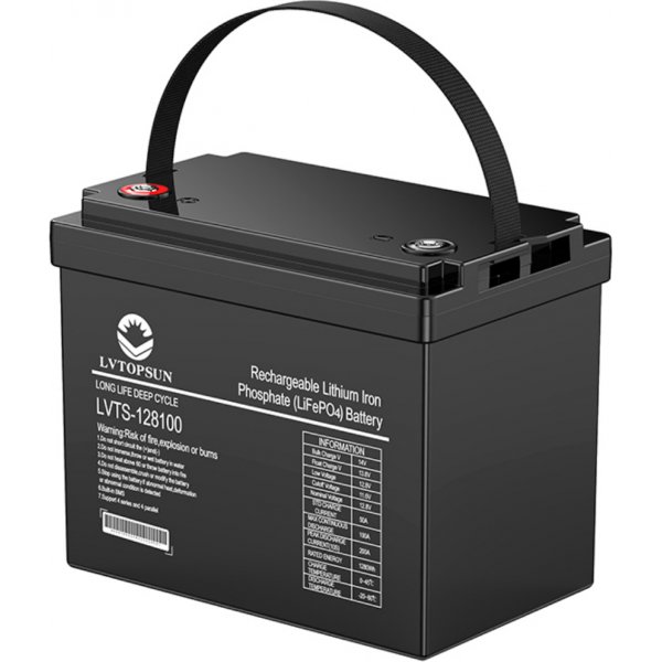 LVTOPSUN 12.8V 100Ah LiFePO4 Lithium Battery with Smart BMS & Bluetooth | 6000+ Cycles | 6-Year Warranty