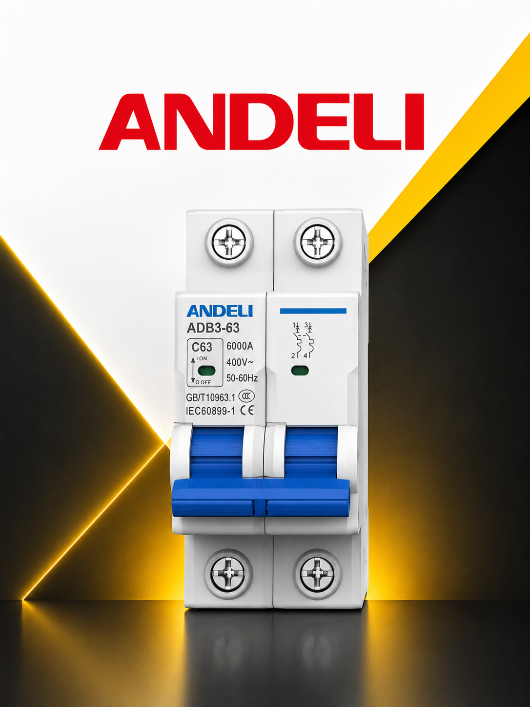 ANDELI AC MCB ADB3-63 2P 10A Miniature Circuit Breaker