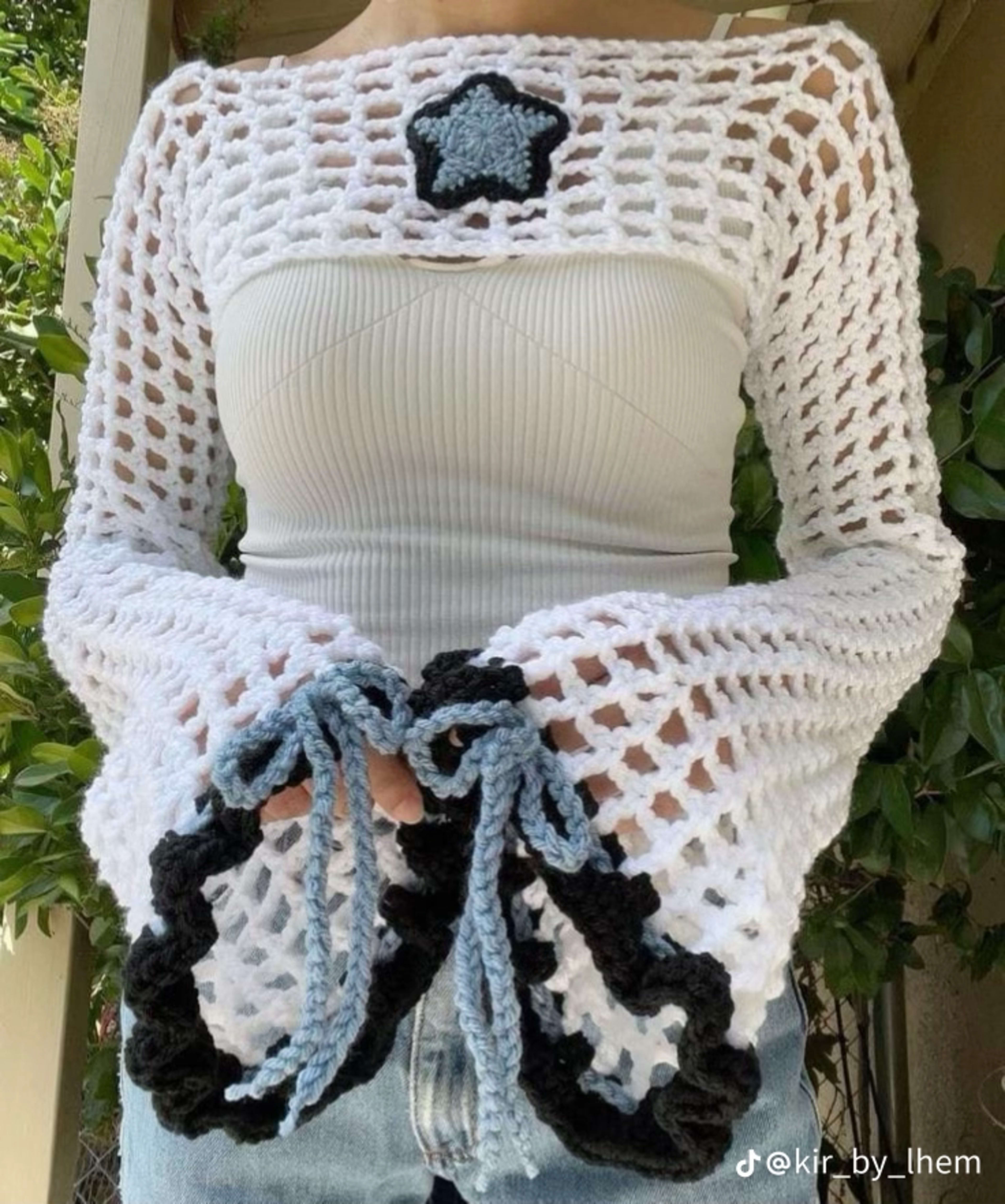 Crochet Star Flare Sleeves Shrug