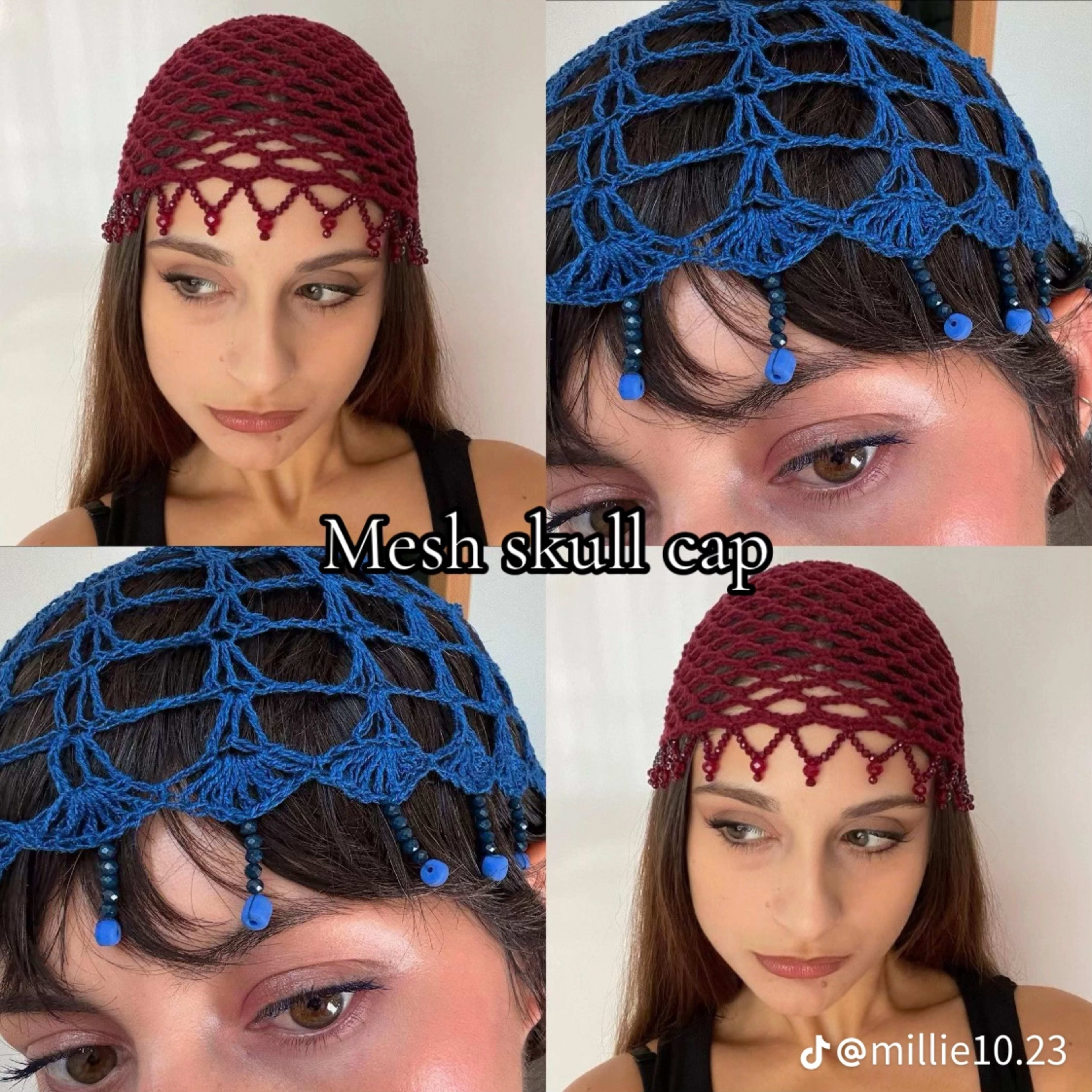 Crochet Mesh Skull Cap🧶✨