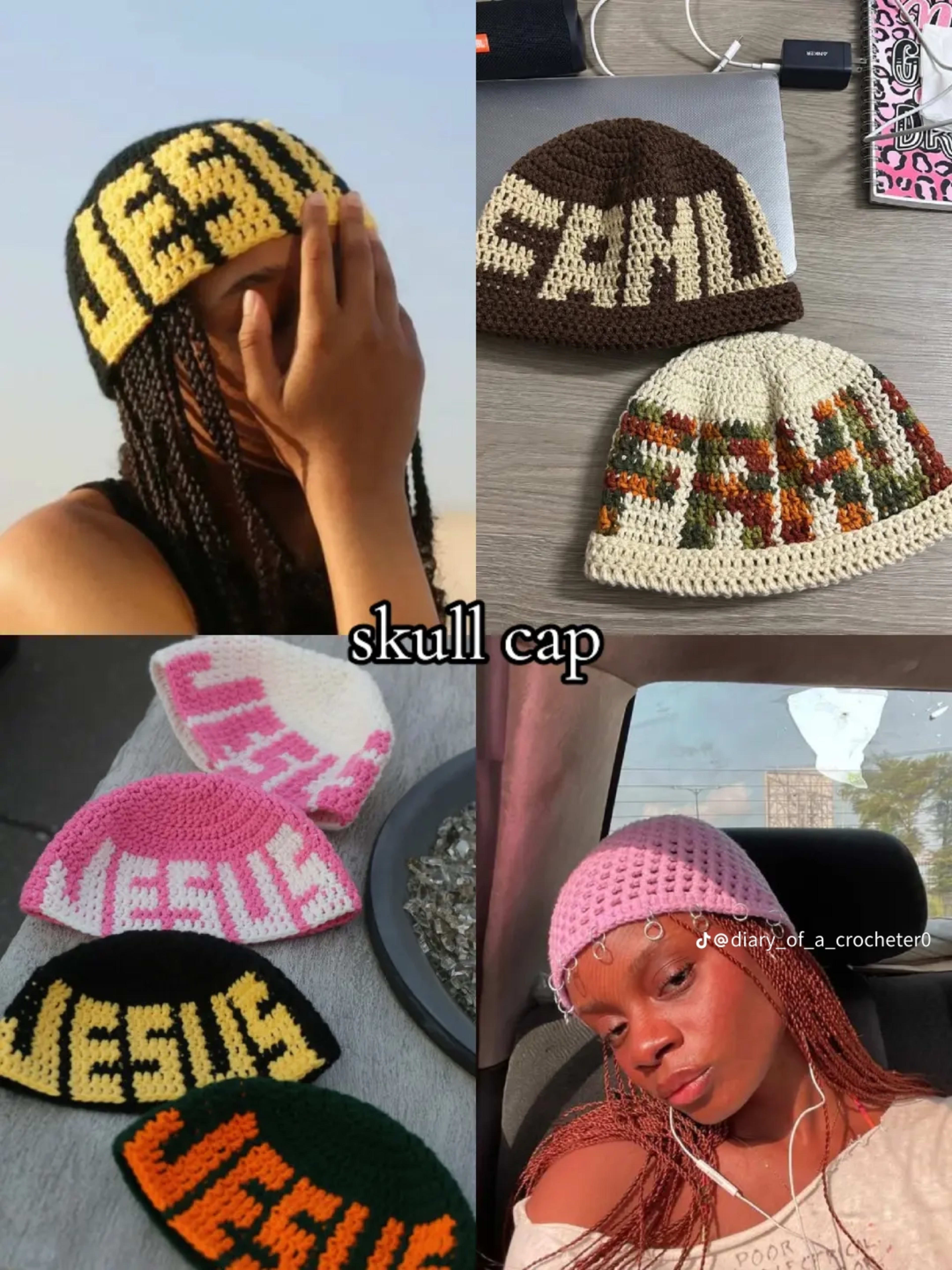 Crochet Tapestry Skull Beanie