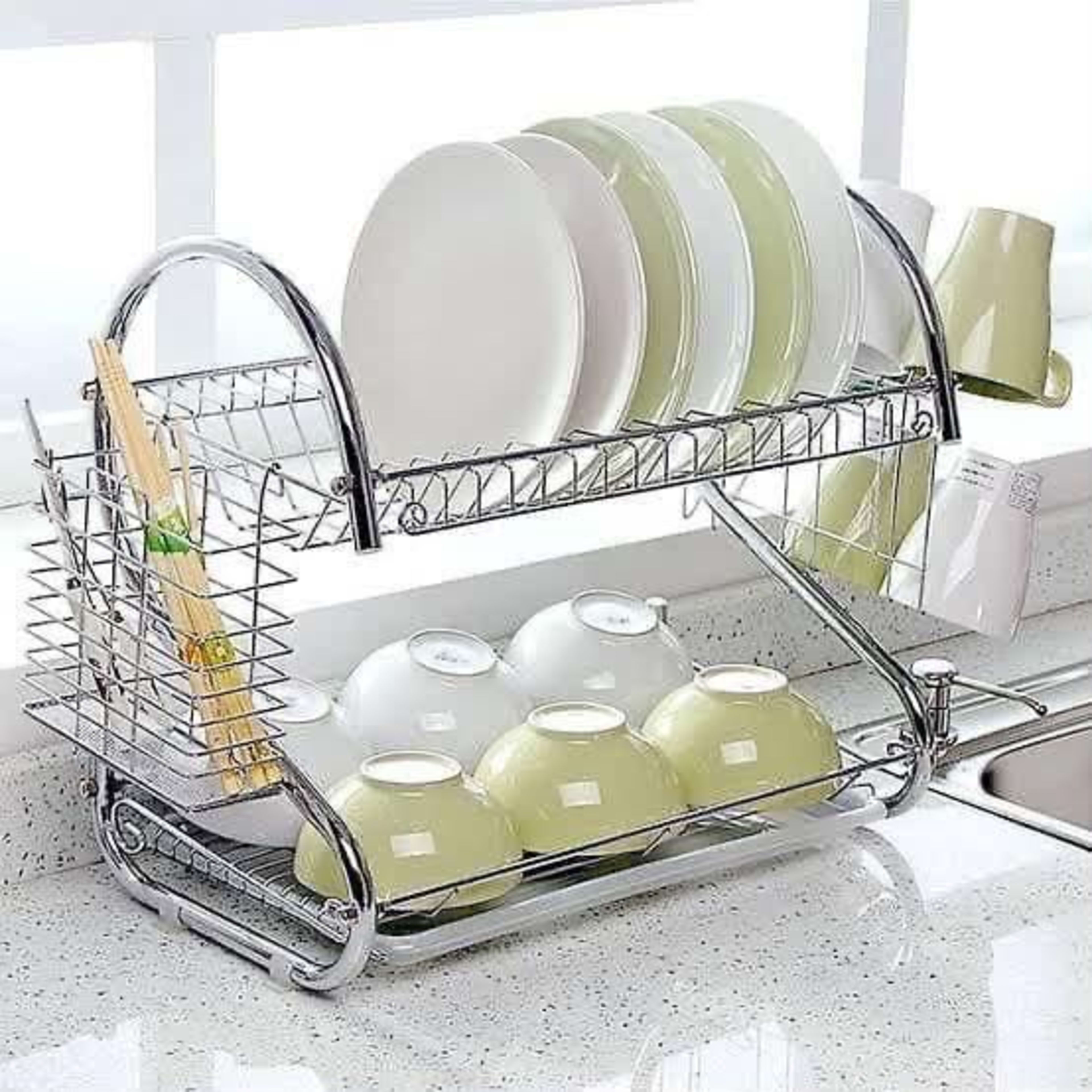 2layer stainless plate rack