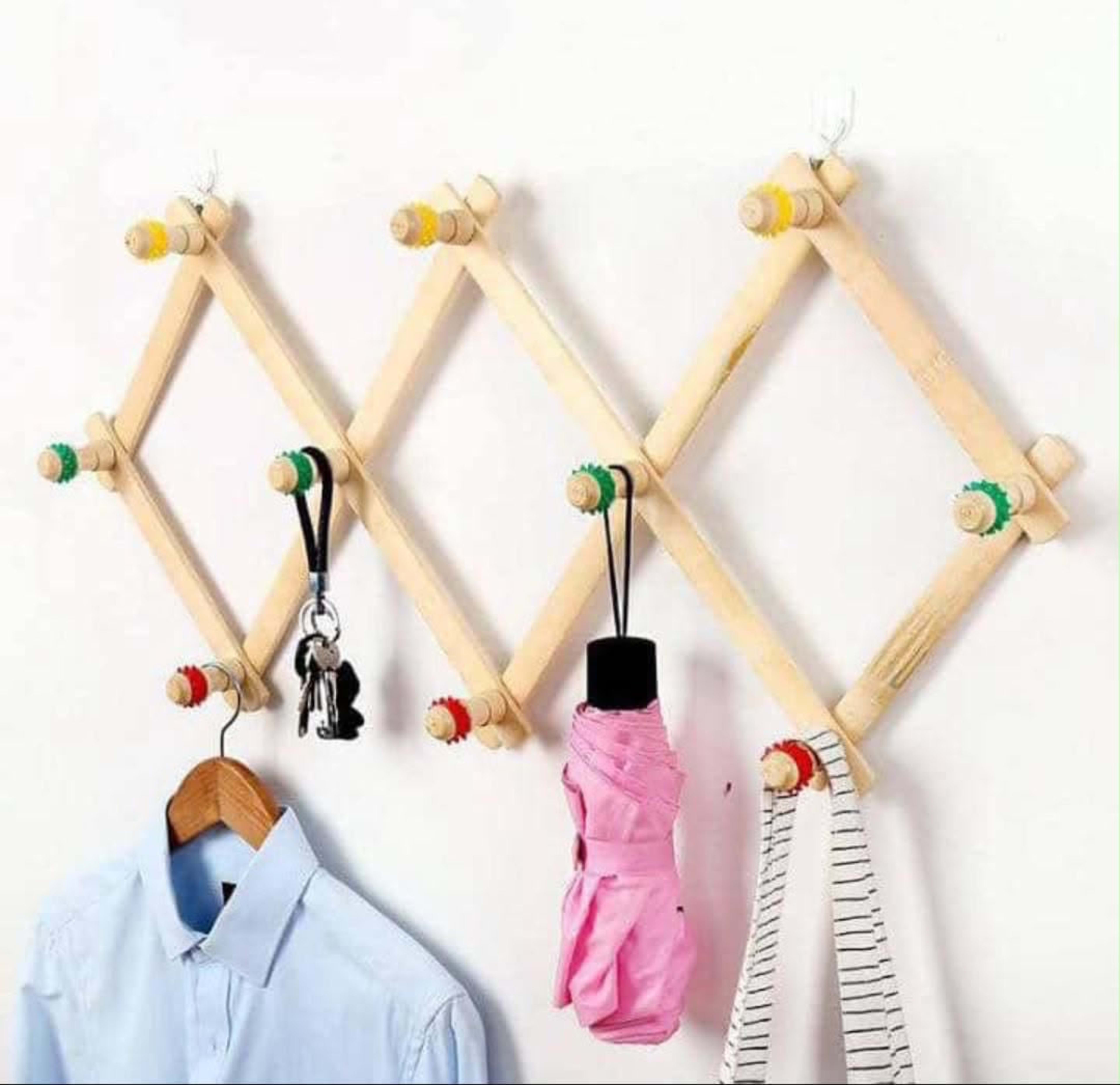 Wooden wig and bag hanger 