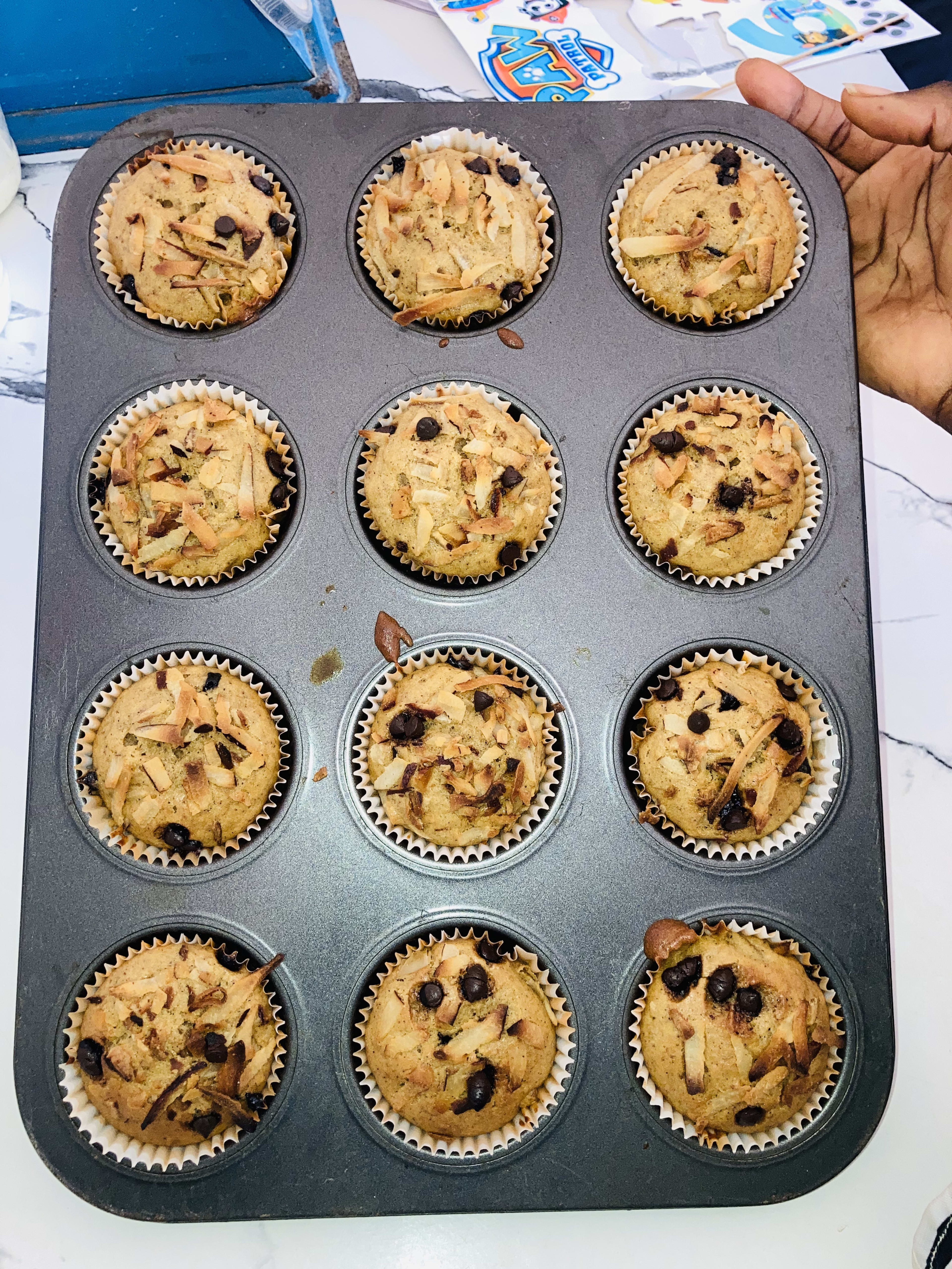 Homemade Choc-Coconut Banana Muffins (Dozen)