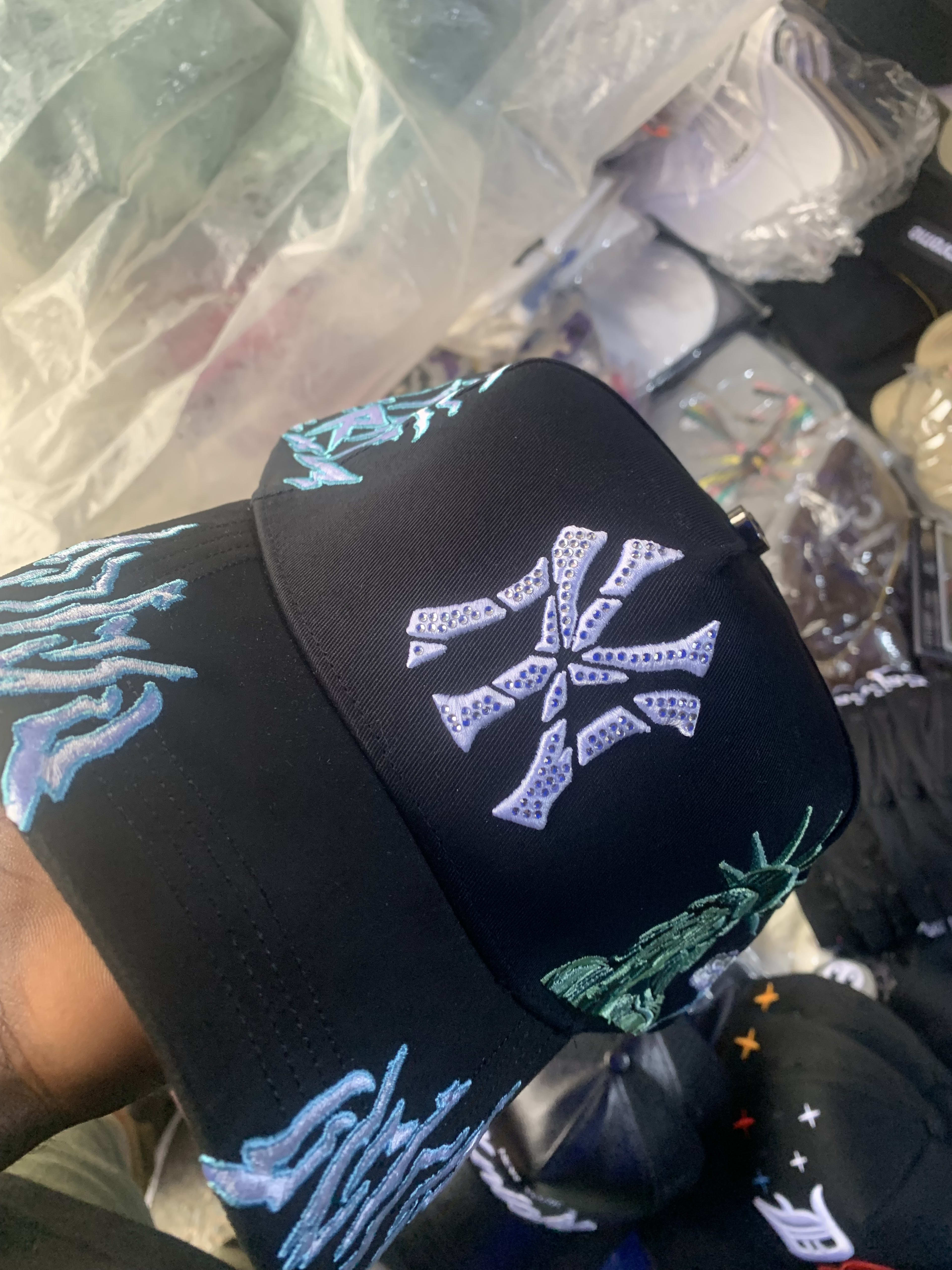 Black NY Rhinestone Embroidered Cap