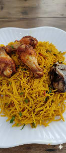Abacha with fish and ponmo