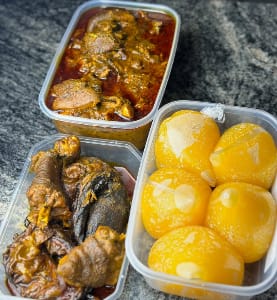 Banga soup and starch