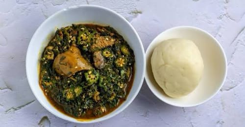Vegetable soup with fufu