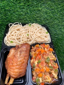 spaghetti and egg sauce with protein