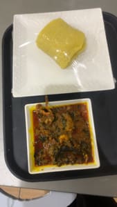 Banga soup and meat