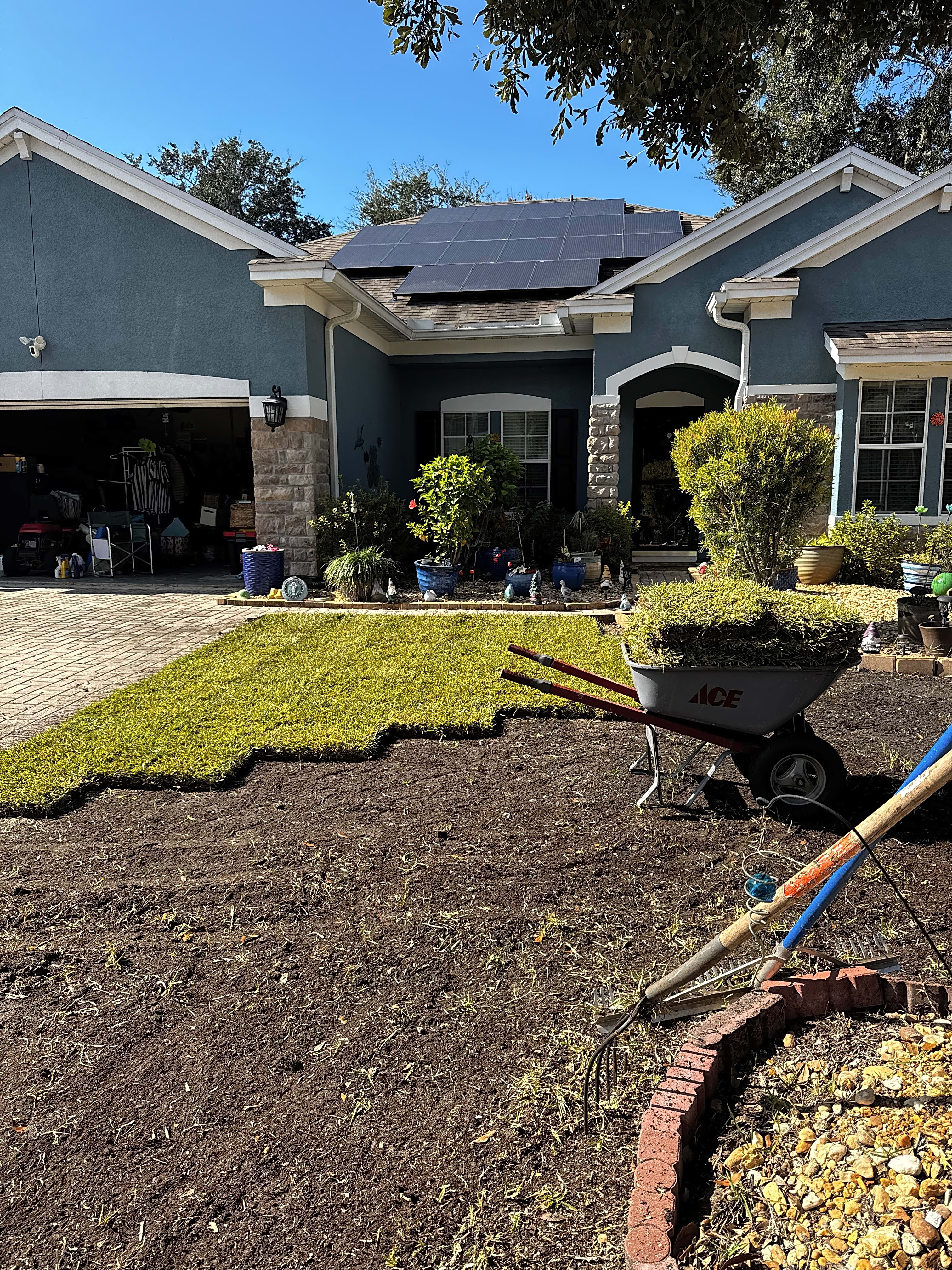 In-Progress Sod Laying in Front Yard