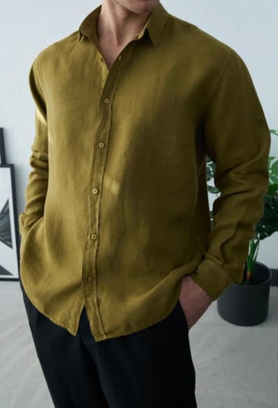 Slim Fit Keten Gömlek
