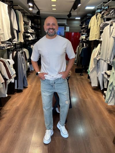 Cep Detaylı Over Size Esnek Kumaş T-shirt