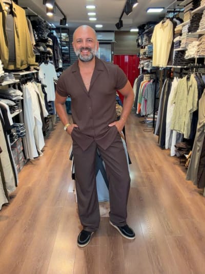 Apaç Yaka Slım Fıt Esnek Kumaş Gömlek