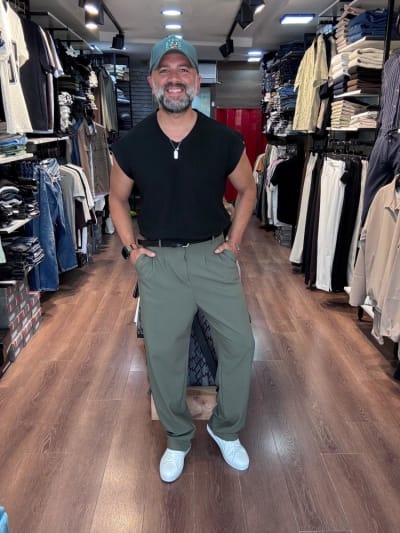 Baggy Model Pileli Kumaş Pantolon