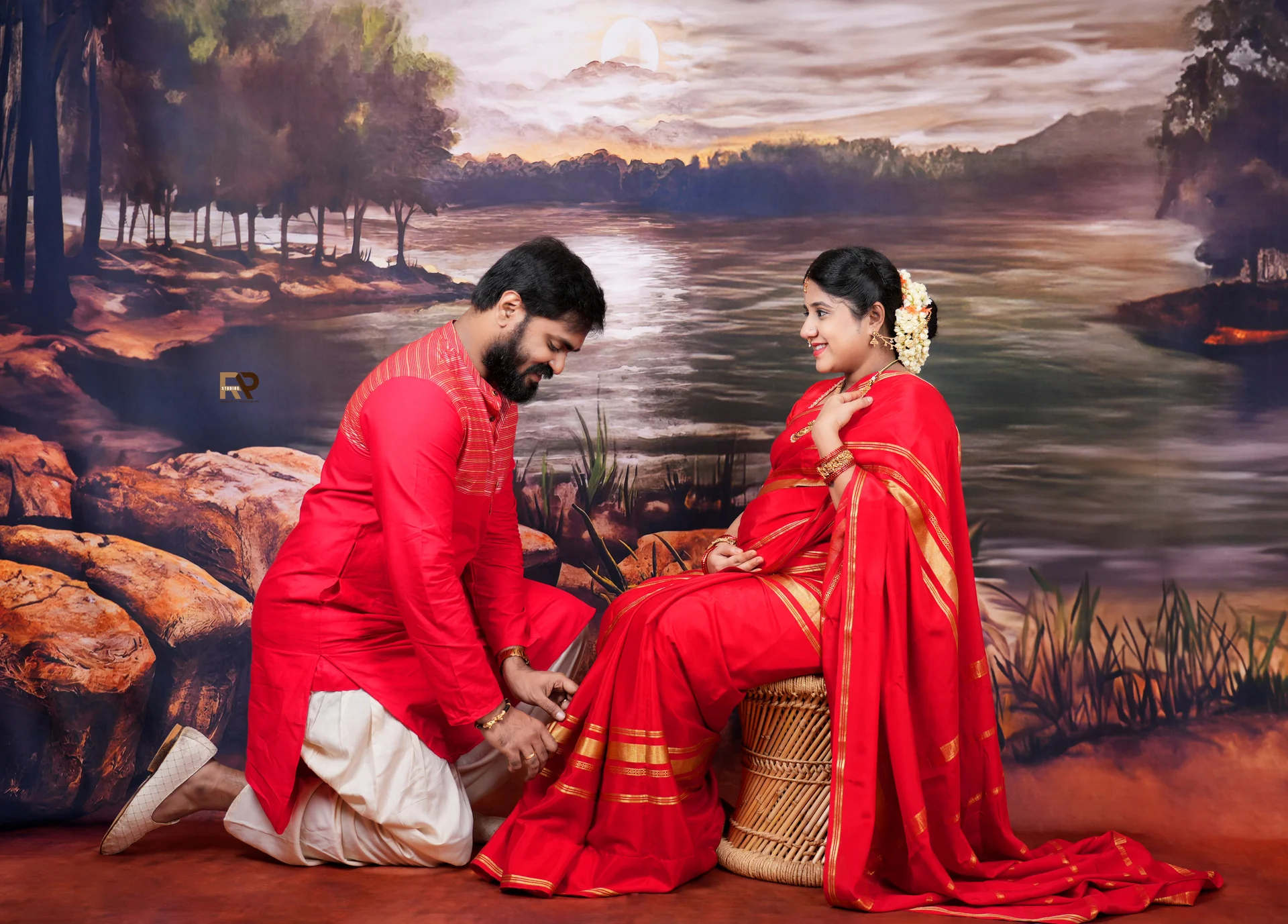 Maternity photoshoot session at RP Studios Bangalore with soft standing portrait lighting