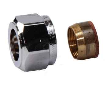 Mutter og konus for 3/8" og 10mm rør Krom